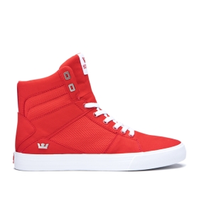 Supra Mens ALUMINUM Risk Red/white High Top Shoes | CA-36504